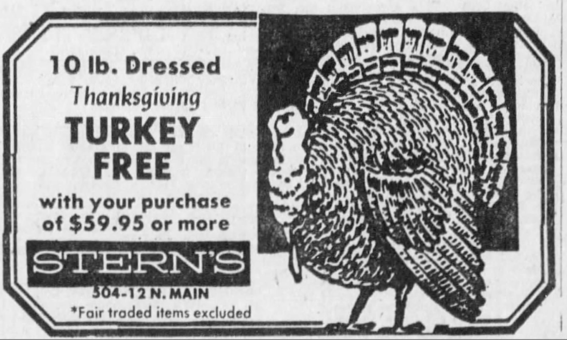 10 lb. dressed Thanksgiving turkey FREE